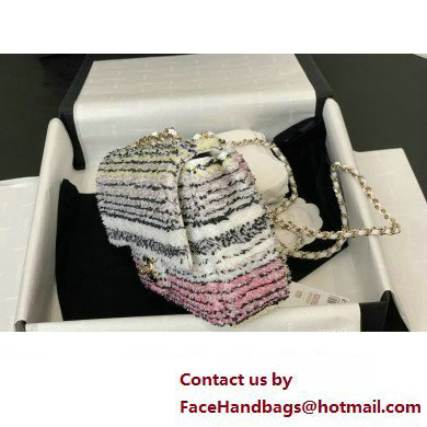 CHANEL Sequins  &  Gold-Tone Metal White, Black, Pink  &  Yellow Small Flap Bag AS4561 2024